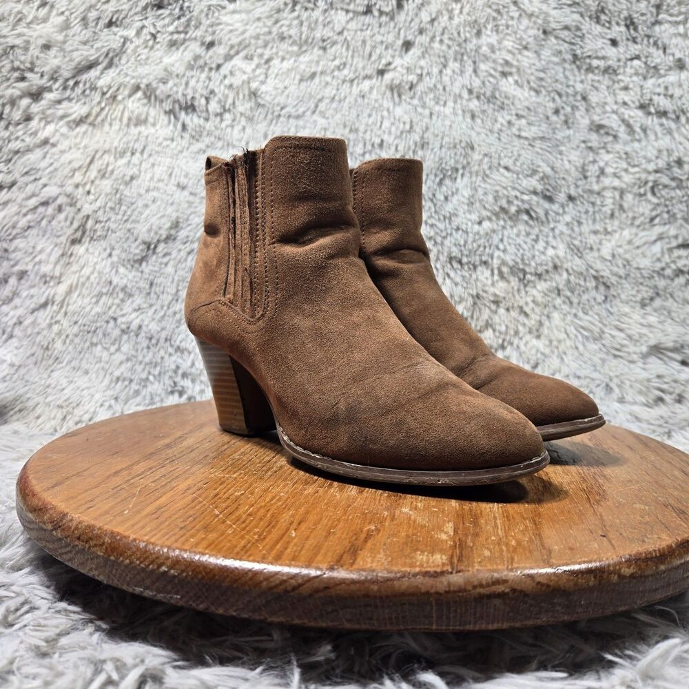 Wet Seal Womens Size 6.5 Brown Retro Fabric Western Bohemian Heeled Ankle Boots